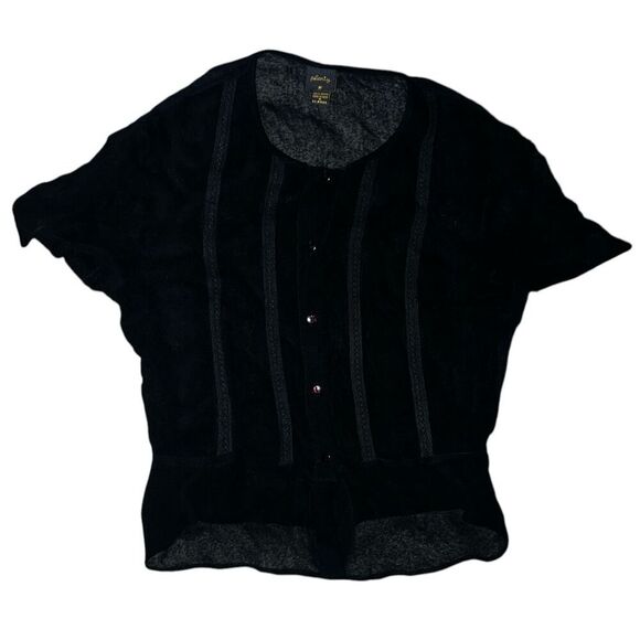 Plenty black sheer blouse size s Short Sleeves Crew Neck Minimalist Monochrome - Picture 1 of 4